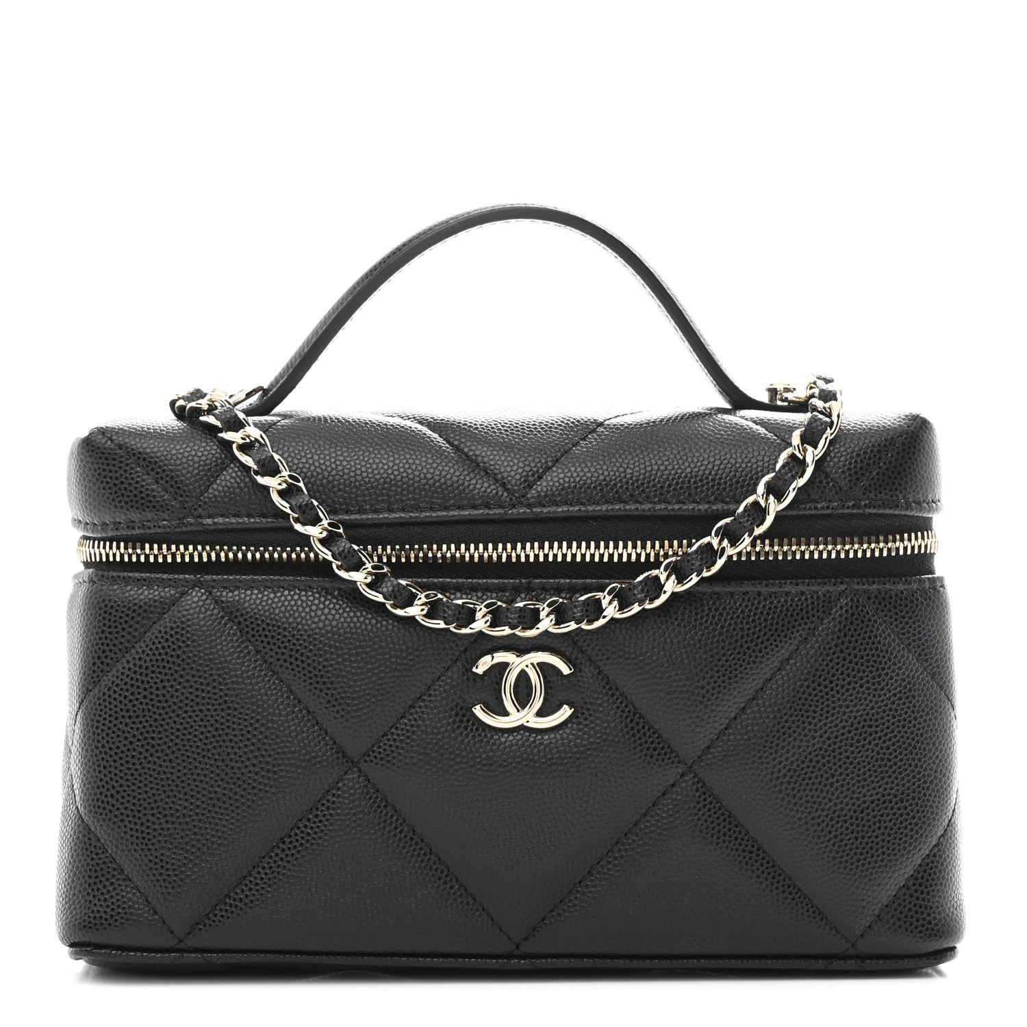 Chanel Caviar Quilted Top Handle Slim Vanity With Chain Black 1 of 10