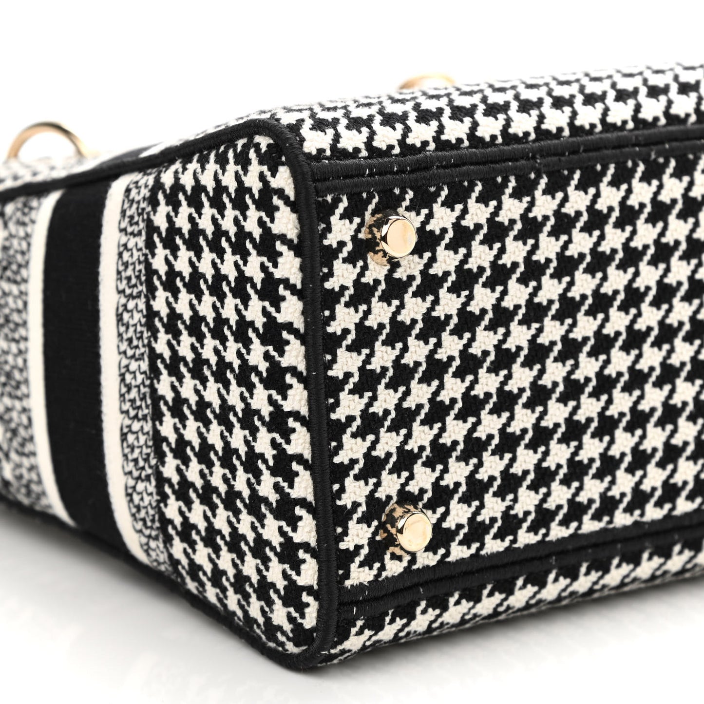 Canvas Houndstooth Embroidered Medium Lady D-Lite Black White