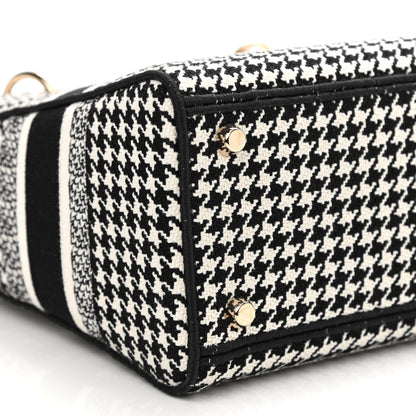 Christian Dior Canvas Houndstooth Embroidered Medium Lady D-Lite Black White 9 of 11
