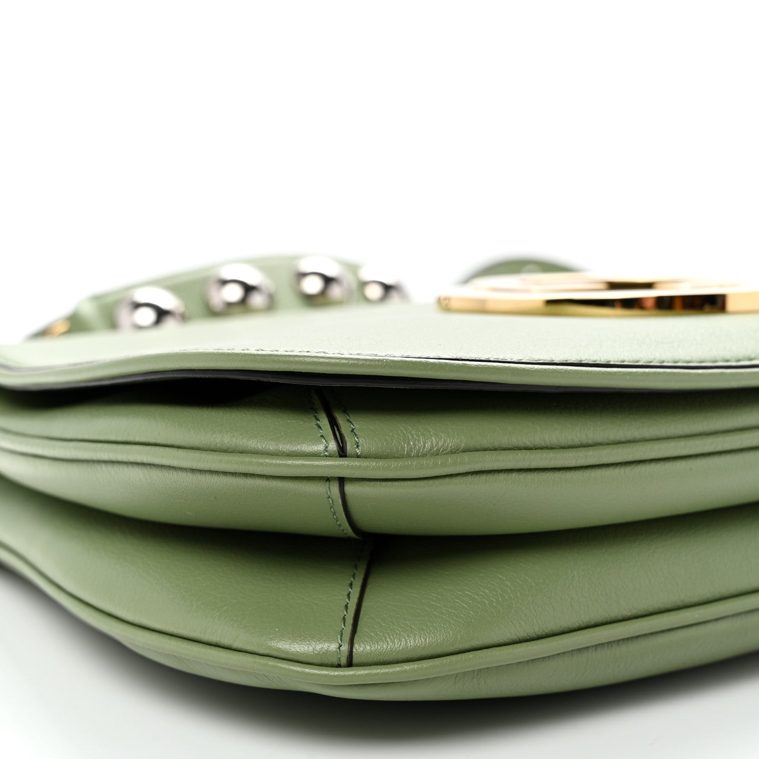 Gucci Roxy Calfskin Web Medium Blondie Top Handle Shoulder Flap Bag Salamander Green 10 of 11