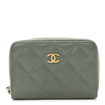 Chanel Iridescent Caviar Quilted Zip Coin Purse Green 1 of 11