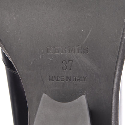 Hermes Tuscan Calfskin Nadege 70 Derby Pumps 37 Black 8 of 9