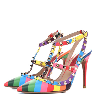 Valentino Garavani Calfskin 1973 Rockstud Ankle Strap 100mm Pumps 35.5 Multicolor 3 of 12