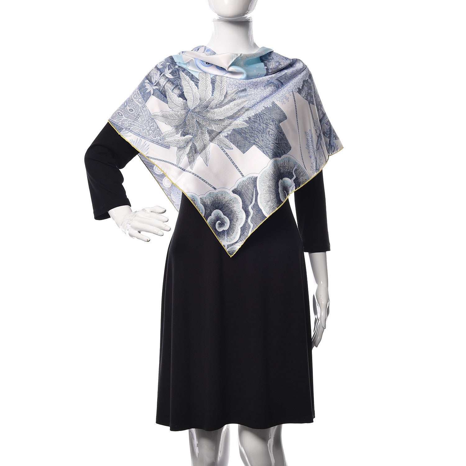 Hermes Silk Acte III Scene I La Clairiere Scarf 90 White Blue Jean Ciel 2 of 6