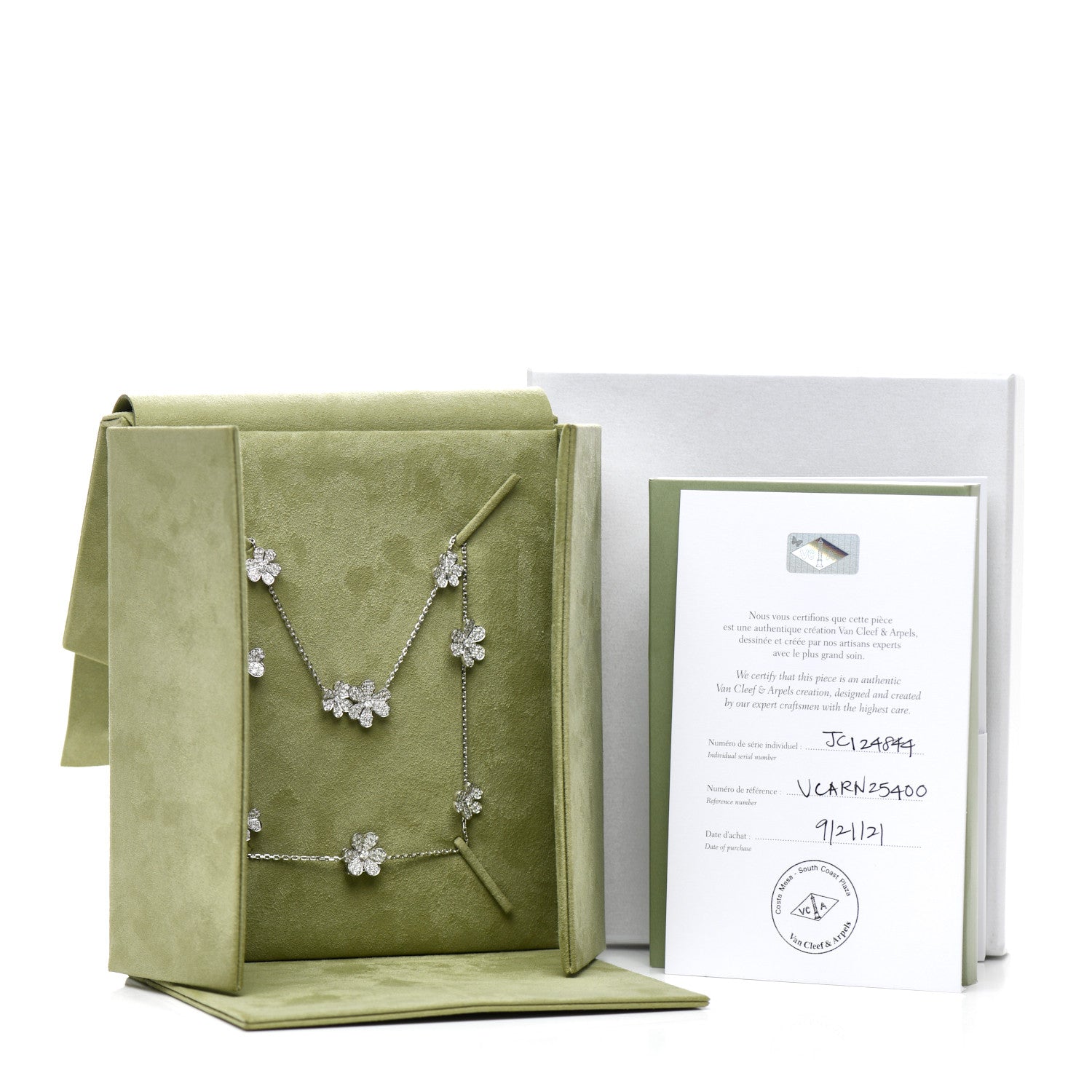 Van Cleef & Arpels 18K White Gold Diamond 9 Motifs Frivole Necklace 5 of 5