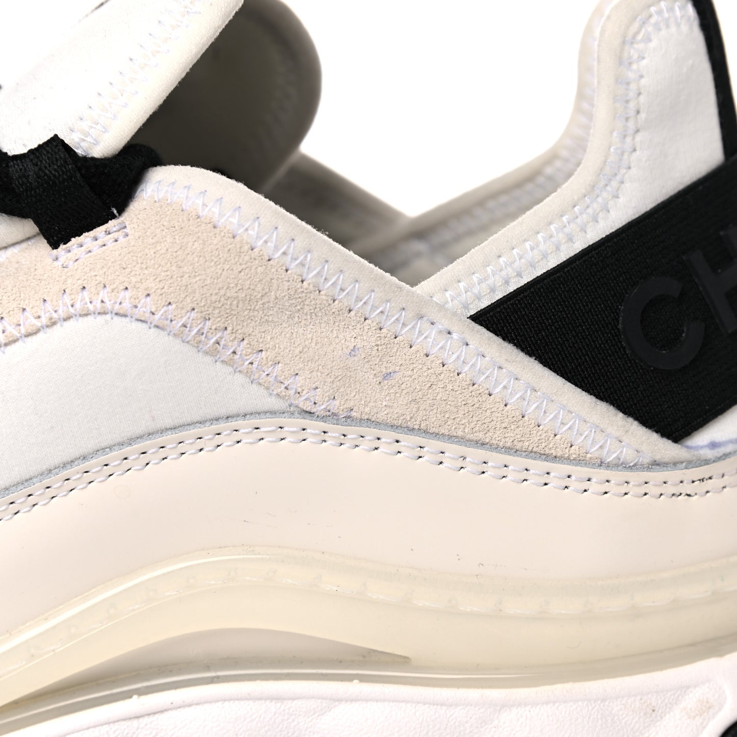 Velvet Calfskin Mixed Fibers CC Sneakers 39 Ivory Black