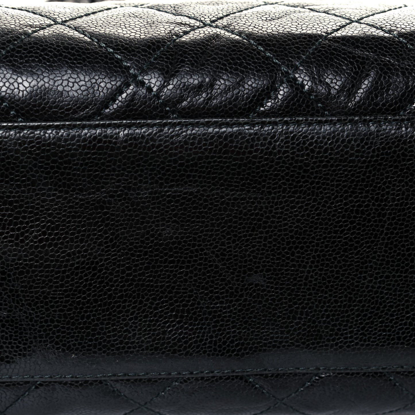 Crumpled Grained Calfskin Quilted CC Crave Tote Black