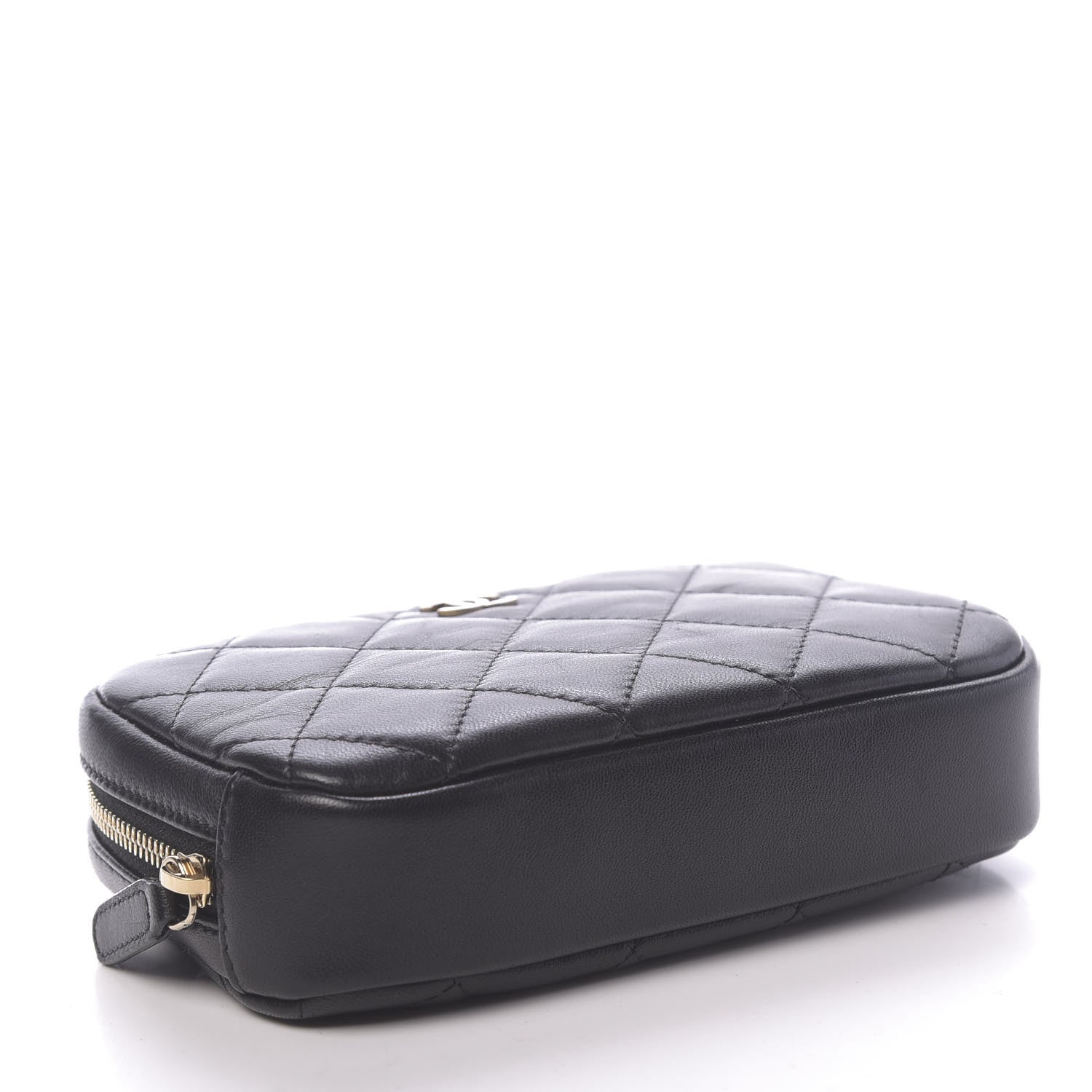 Chanel Lambskin Quilted Small Curvy Pouch Cosmetic Case Black 4 of 8