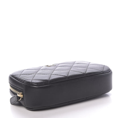 Chanel Lambskin Quilted Small Curvy Pouch Cosmetic Case Black 4 of 8