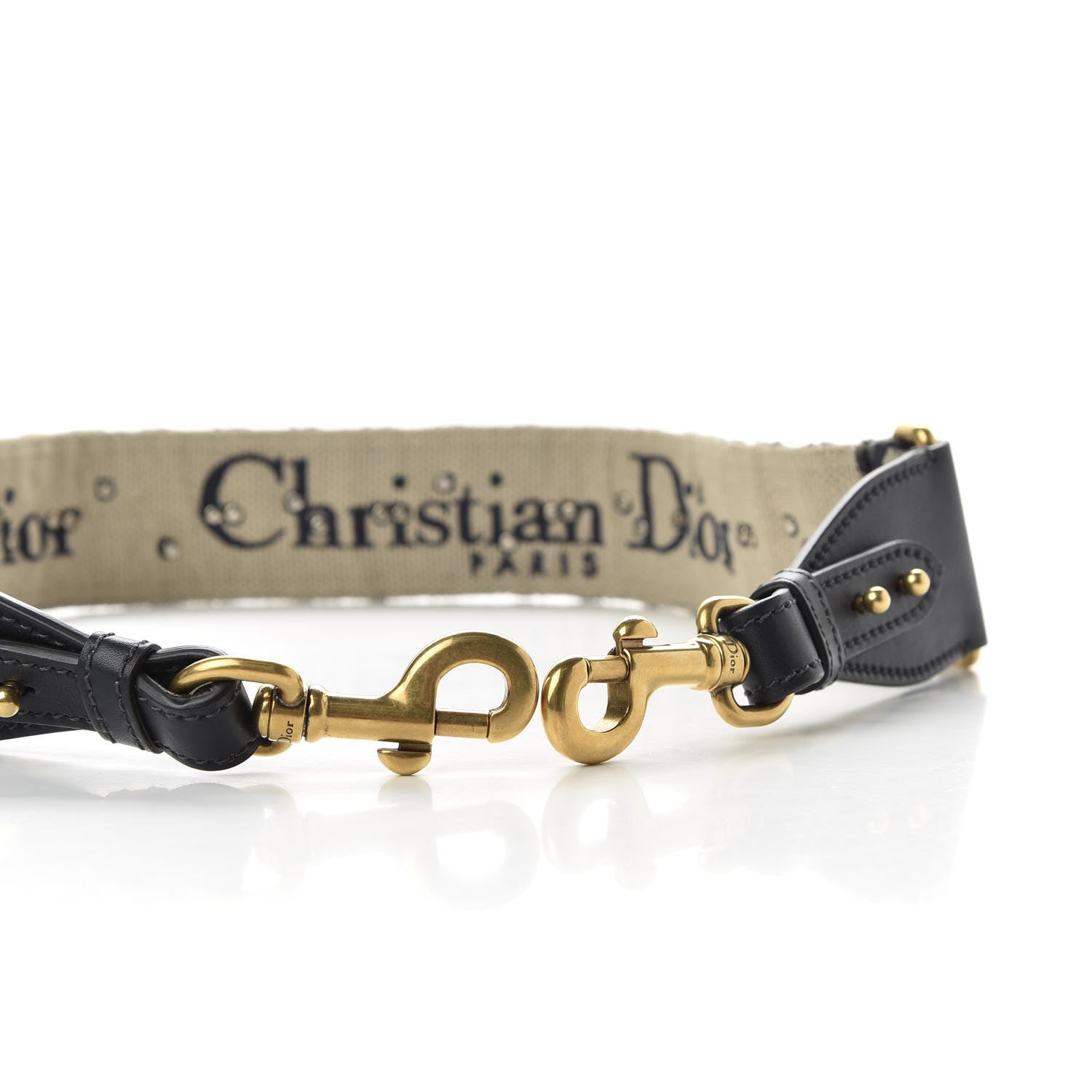 Christian Dior Oblique Studded Shoulder Strap Blue 3 of 3
