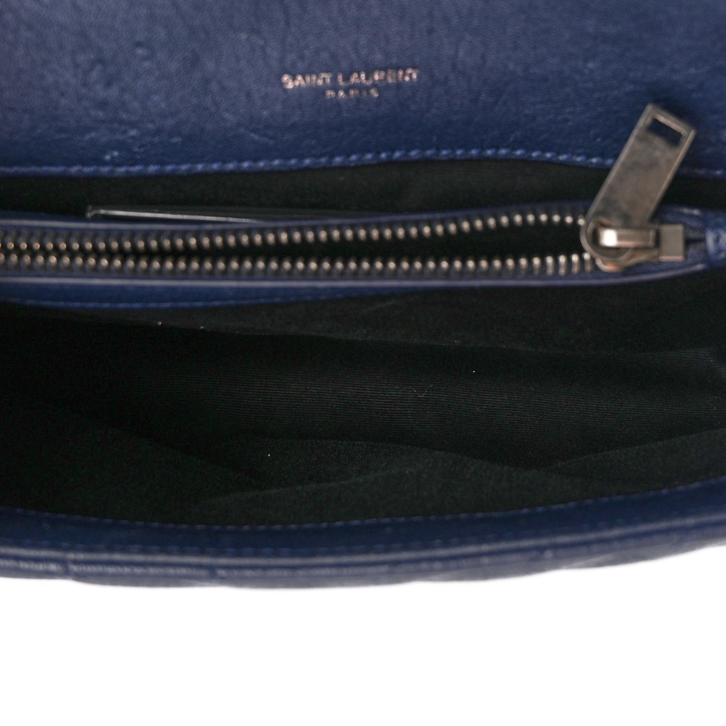 Sheepskin Matelasse Chevron Monogram Medium College Satchel Navy
