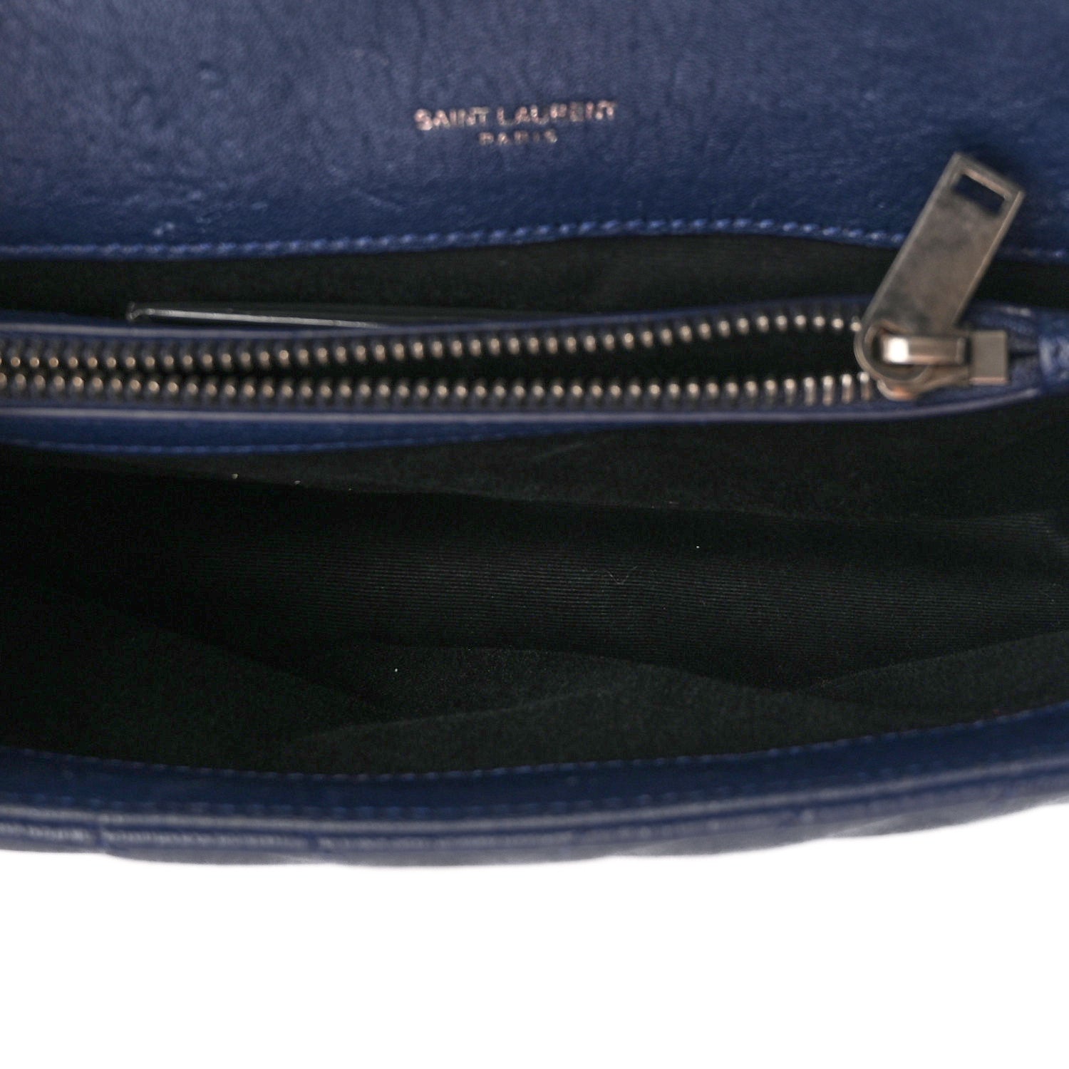 Saint Laurent Sheepskin Matelasse Chevron Monogram Medium College Satchel Navy 5 of 10