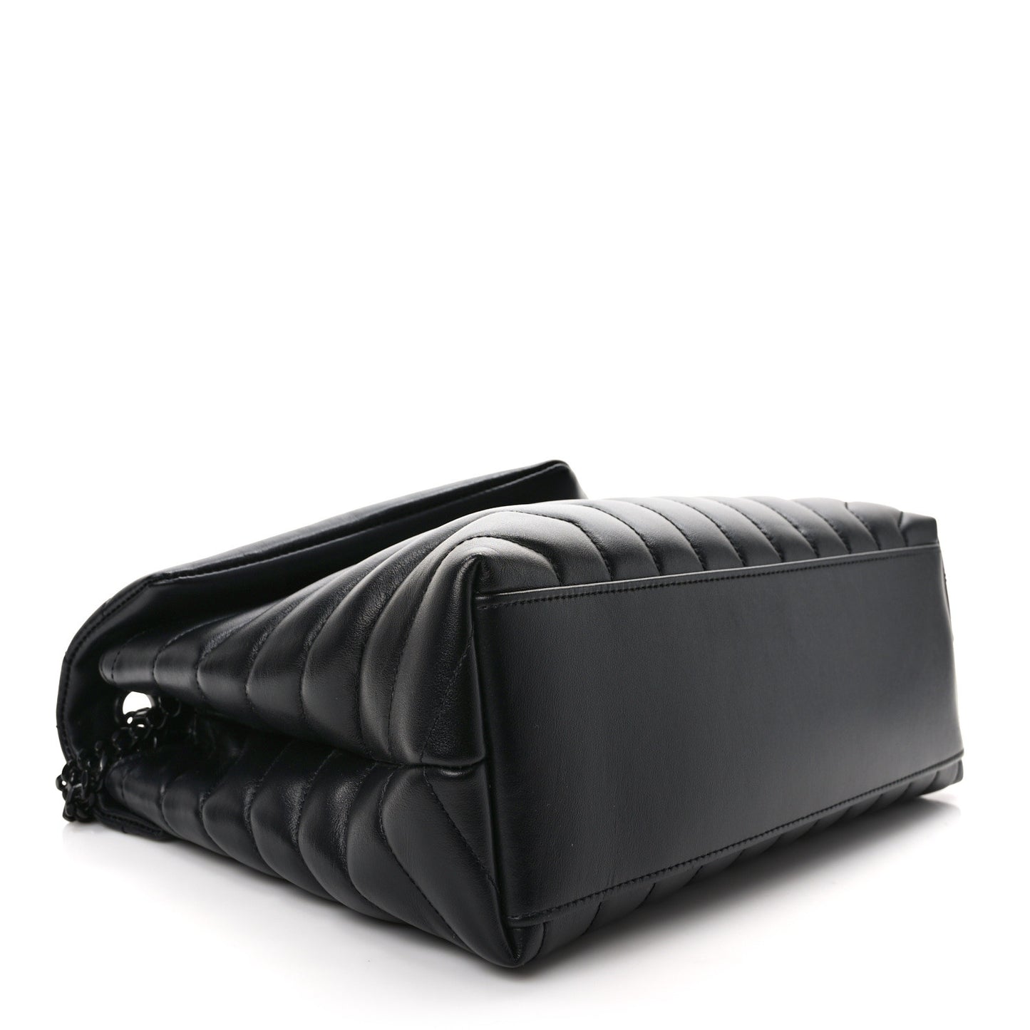 Calfskin Y Quilted Monogram Monochrome Medium Loulou Chain Satchel Black