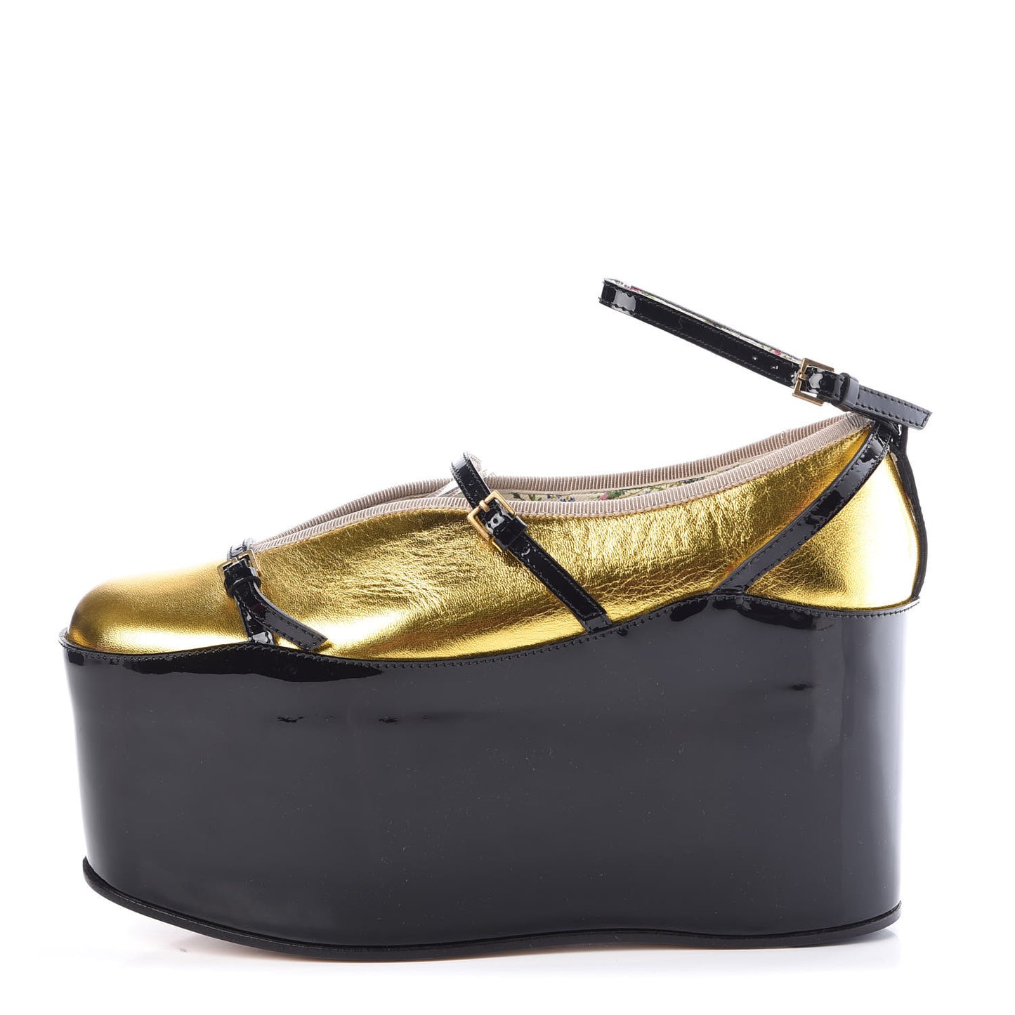 Metallic Nappa Patent Hannelore Detachable Platform Sandals 37 Gold