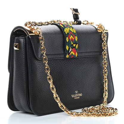 Valentino Garavani Pebbled Calfskin Jamaican Beaded B-Rockstud Shoulder Bag Black 3 of 12