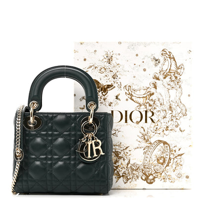 Christian Dior Lambskin Cannage Mini Lady Dior Dark Green 11 of 11