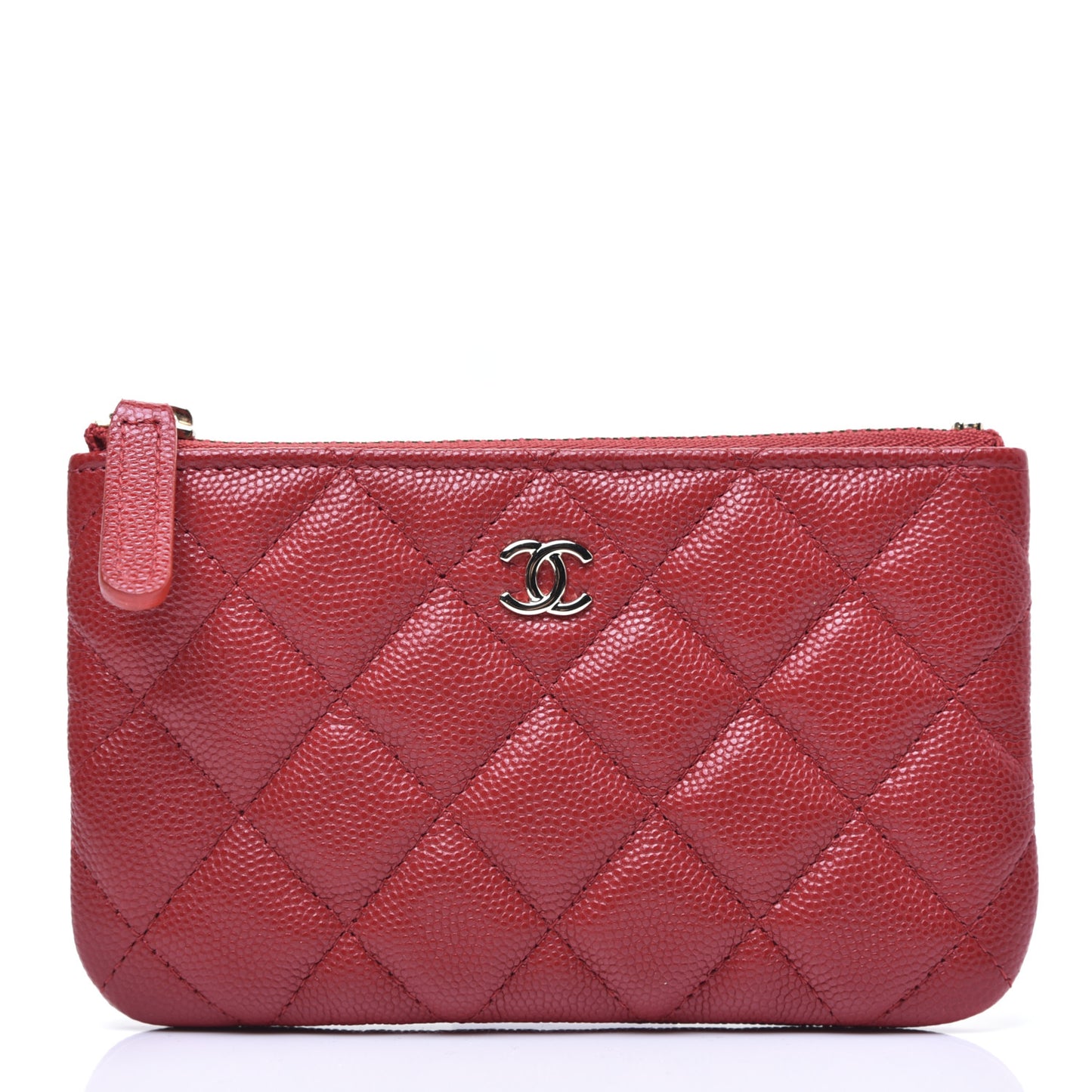 Caviar Quilted Small Cosmetic Case Red
