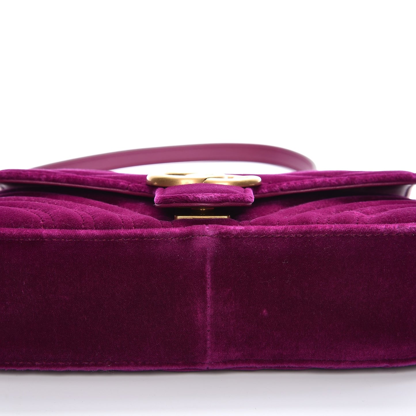 Velvet Matelasse Mini GG Marmont Shoulder Bag Fuchsia Violet Cyclamen