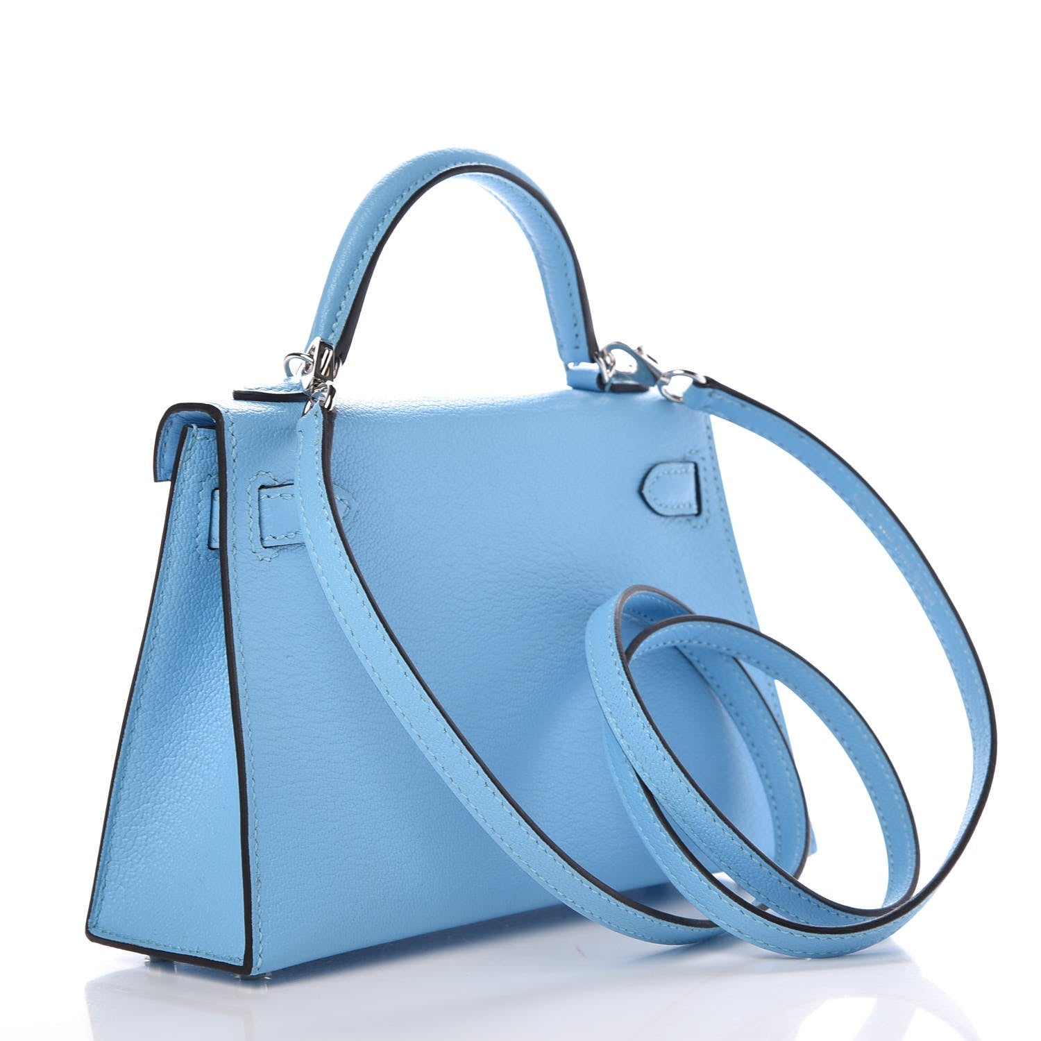 Hermes Chevre Mysore Mini Kelly Sellier 20 Celeste 3 of 8