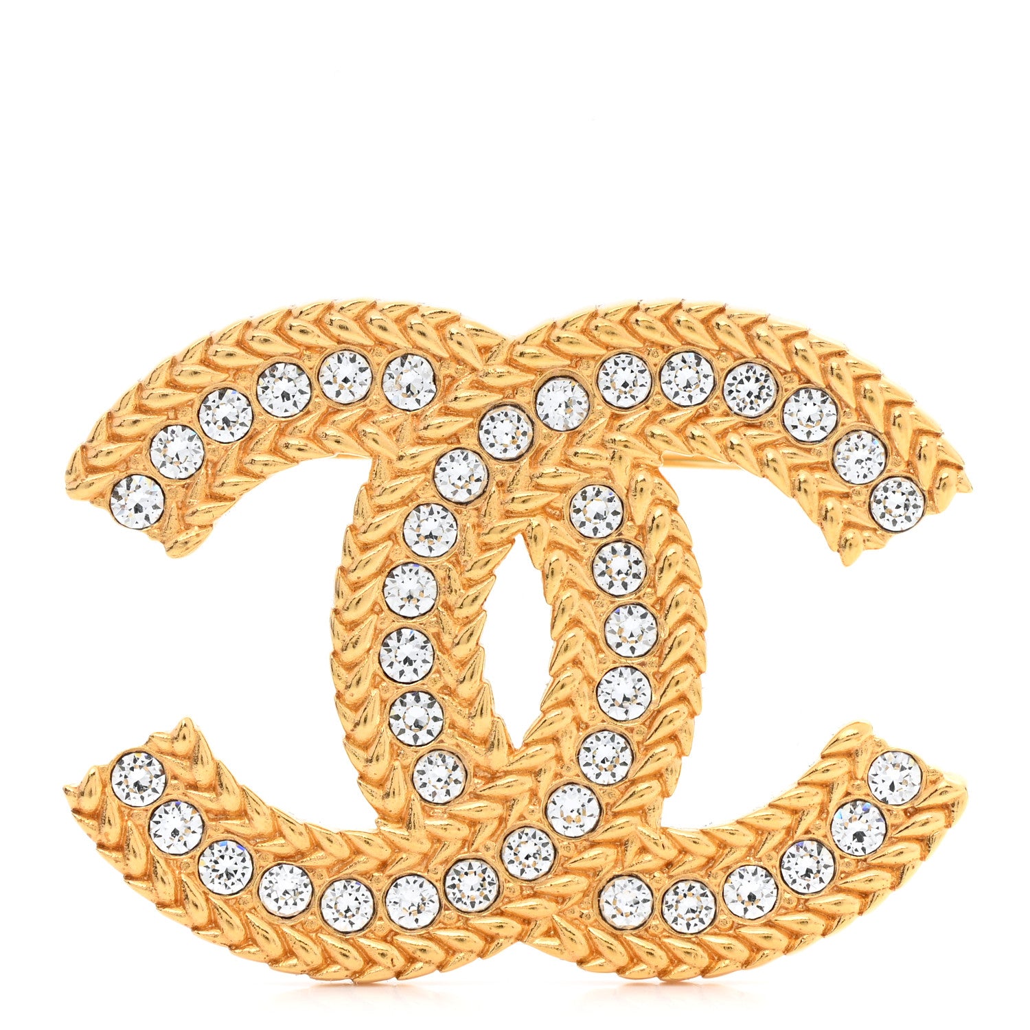 Chanel Crystal CC Brooch Gold 1 of 5