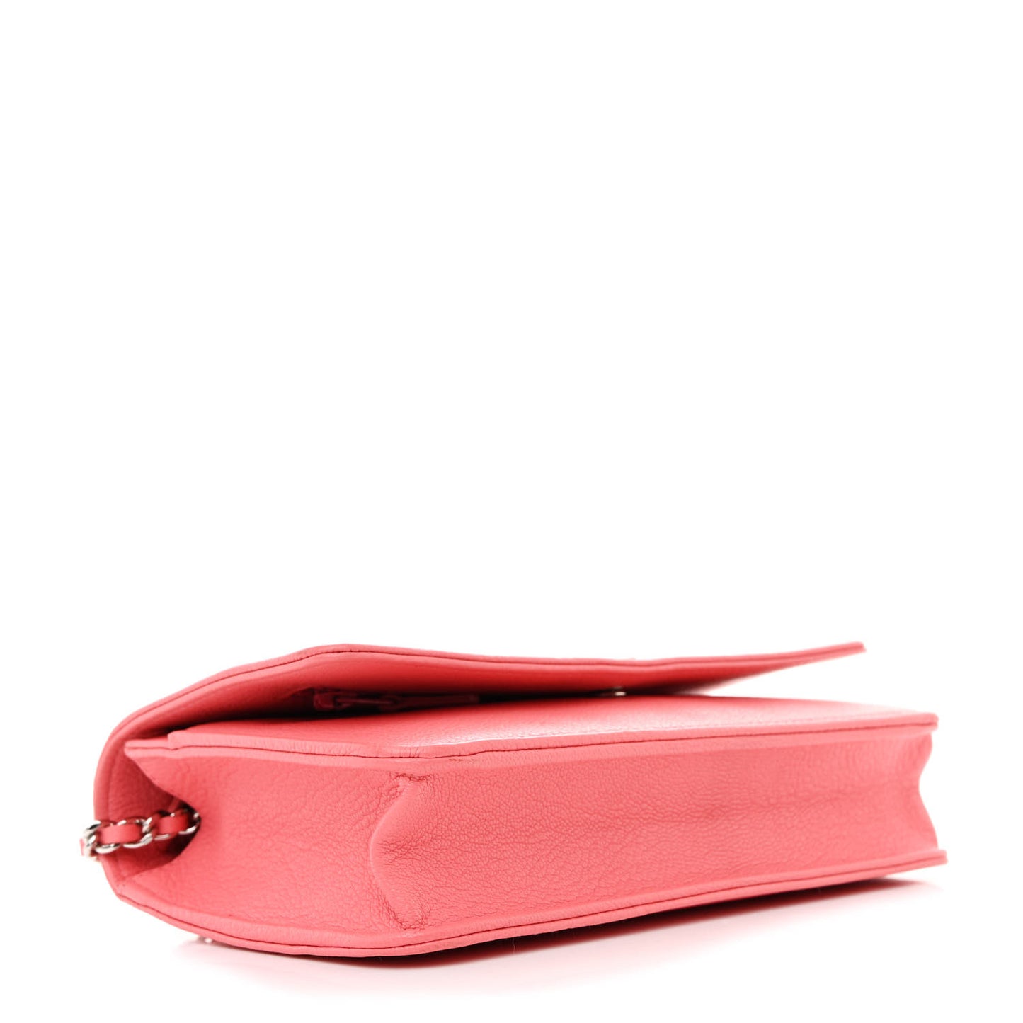 Grained Calfskin Clover CC Wallet On Chain WOC Pink