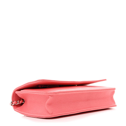 Chanel Grained Calfskin Clover CC Wallet On Chain WOC Pink 4 of 12