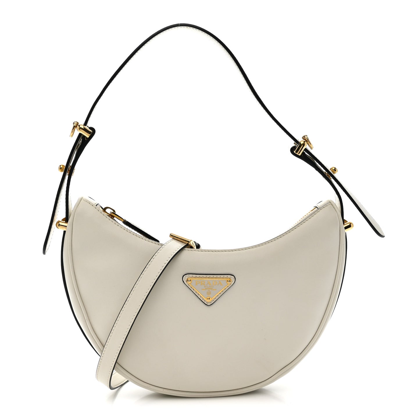 Soft Calfskin Small Arque Shoulder Bag White
