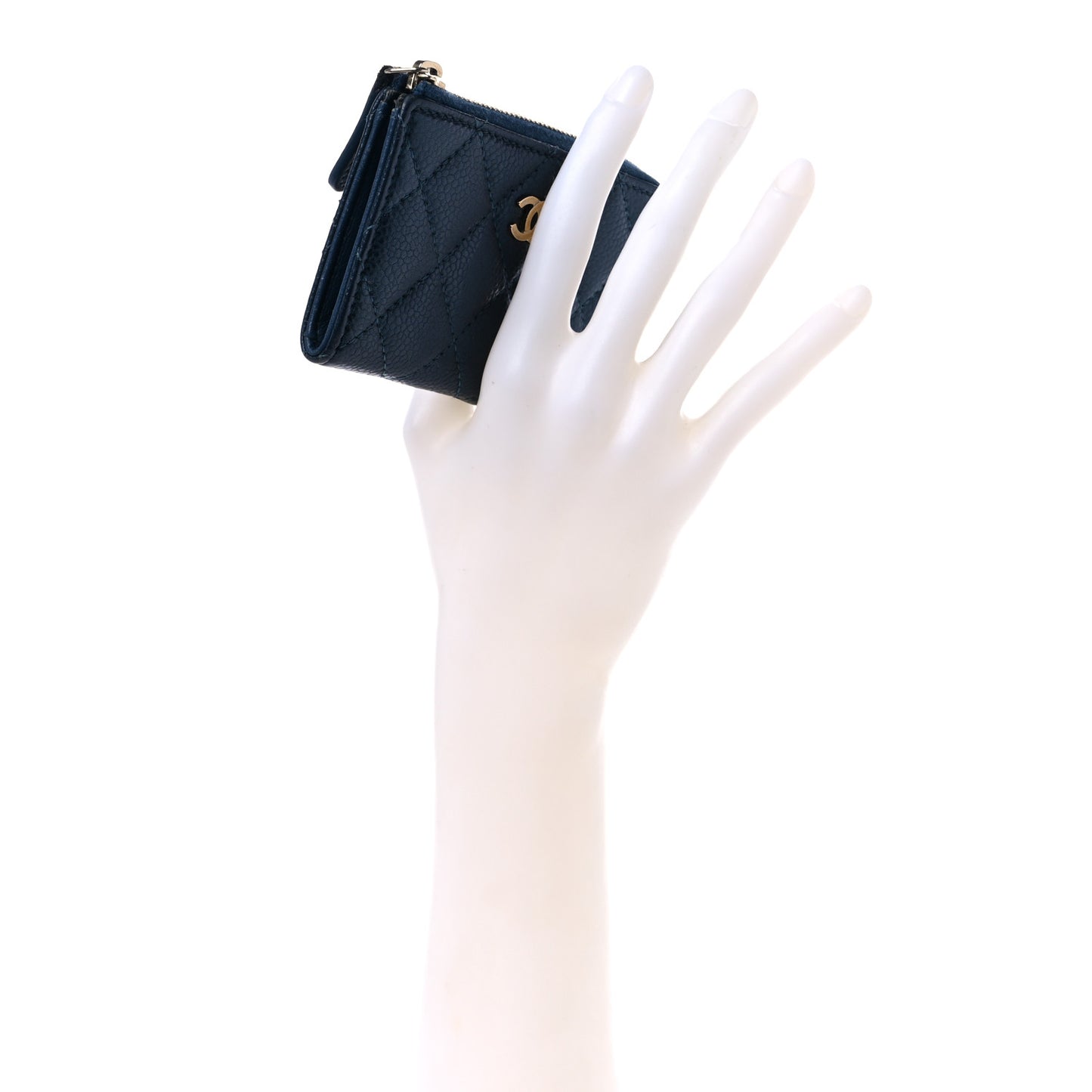 Caviar Quilted Key Holder Case Navy
