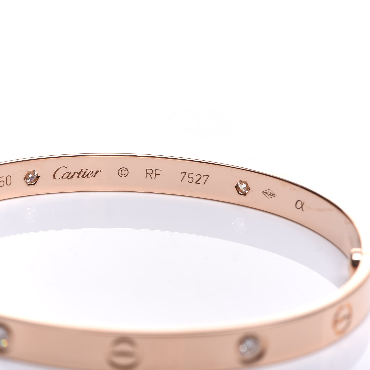Cartier 18K Pink Gold 4 Diamond LOVE Bracelet 19 5 of 6