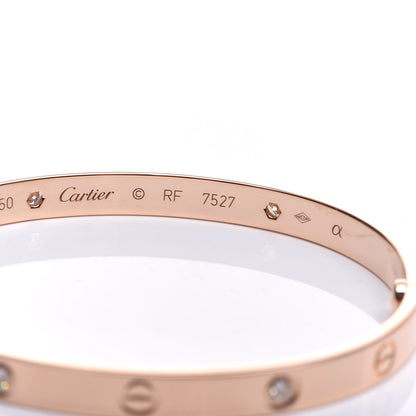 Cartier 18K Pink Gold 4 Diamond LOVE Bracelet 19 5 of 6