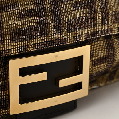Fendi Vitello King Beaded Zucca Baguette Mogano Panna Ebano 11 of 11