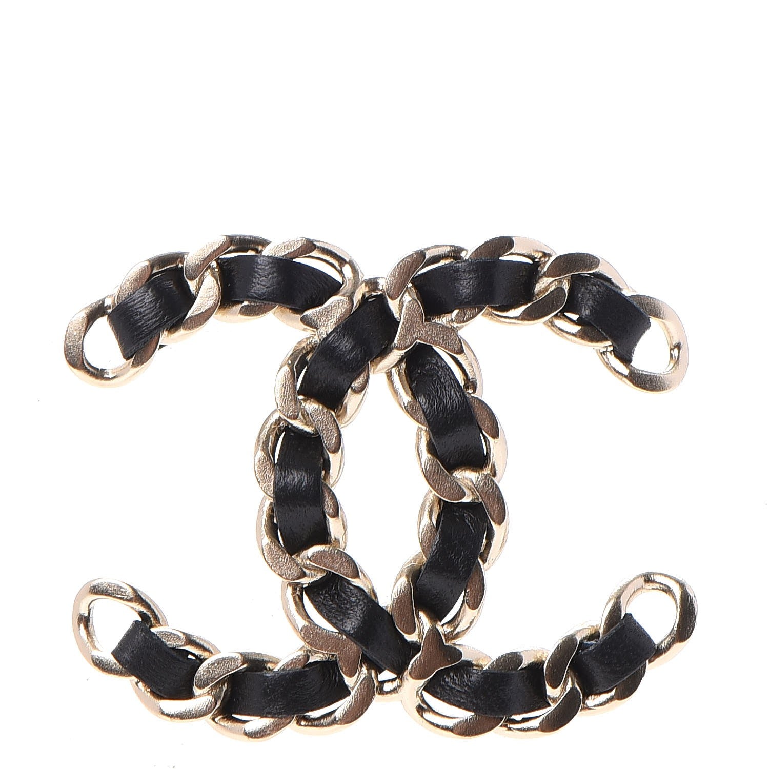 Chanel Lambskin Chain CC Brooch Black Gold 1 of 5