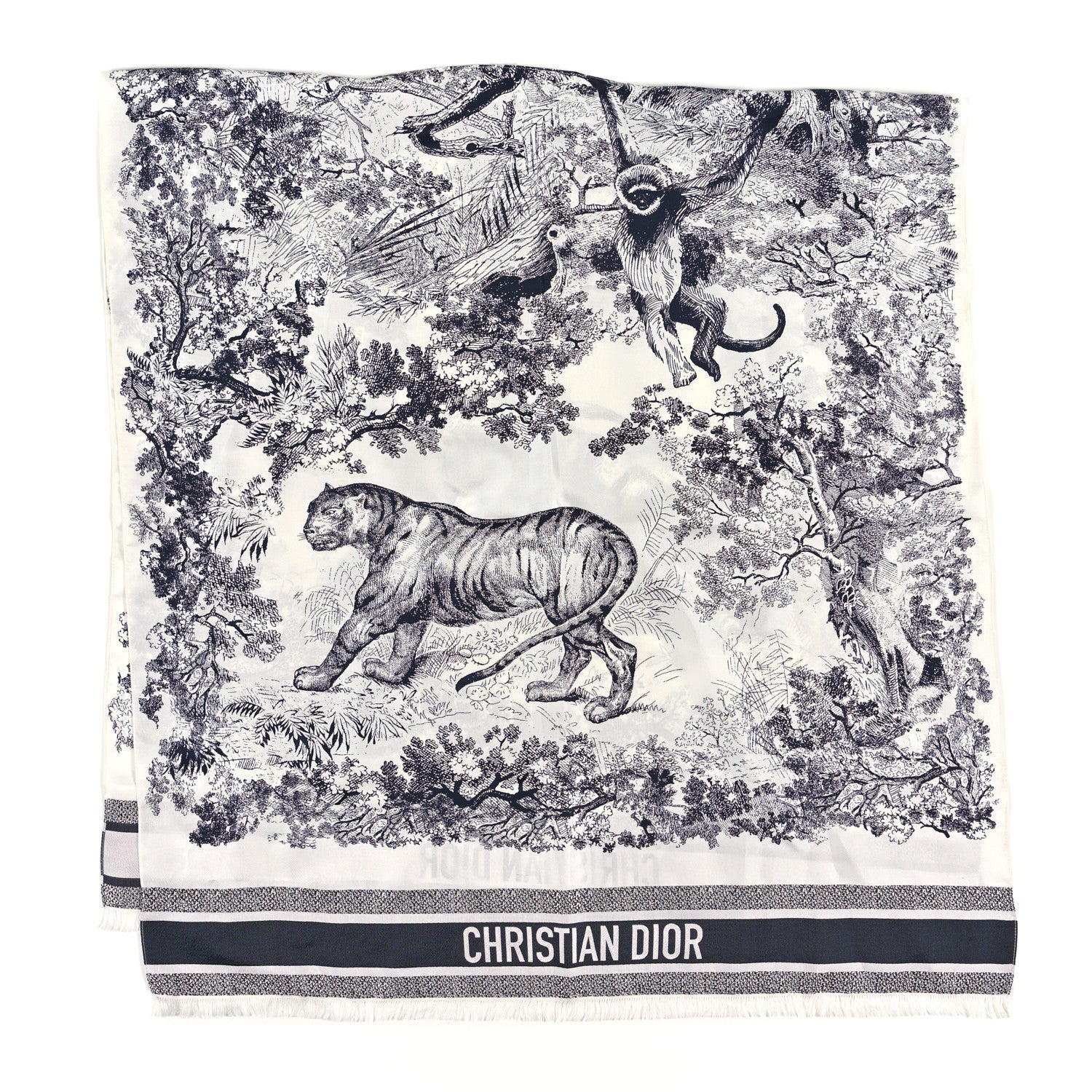 Christian Dior Silk Toile De Jouy Poncho Grey 2 of 3