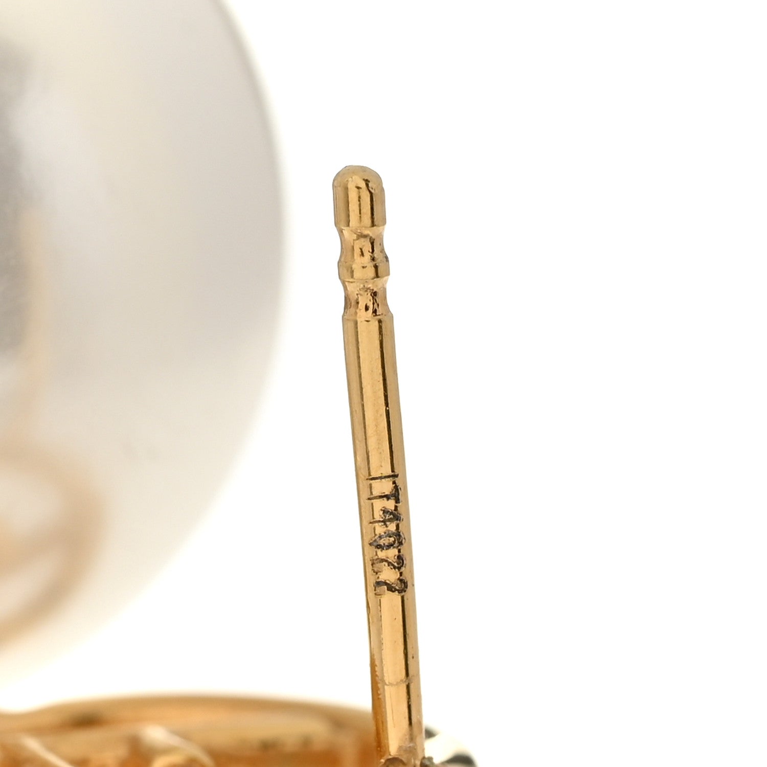Fendi Metal Crystal Pearl Logo Drop Earrings Gold 6 of 7