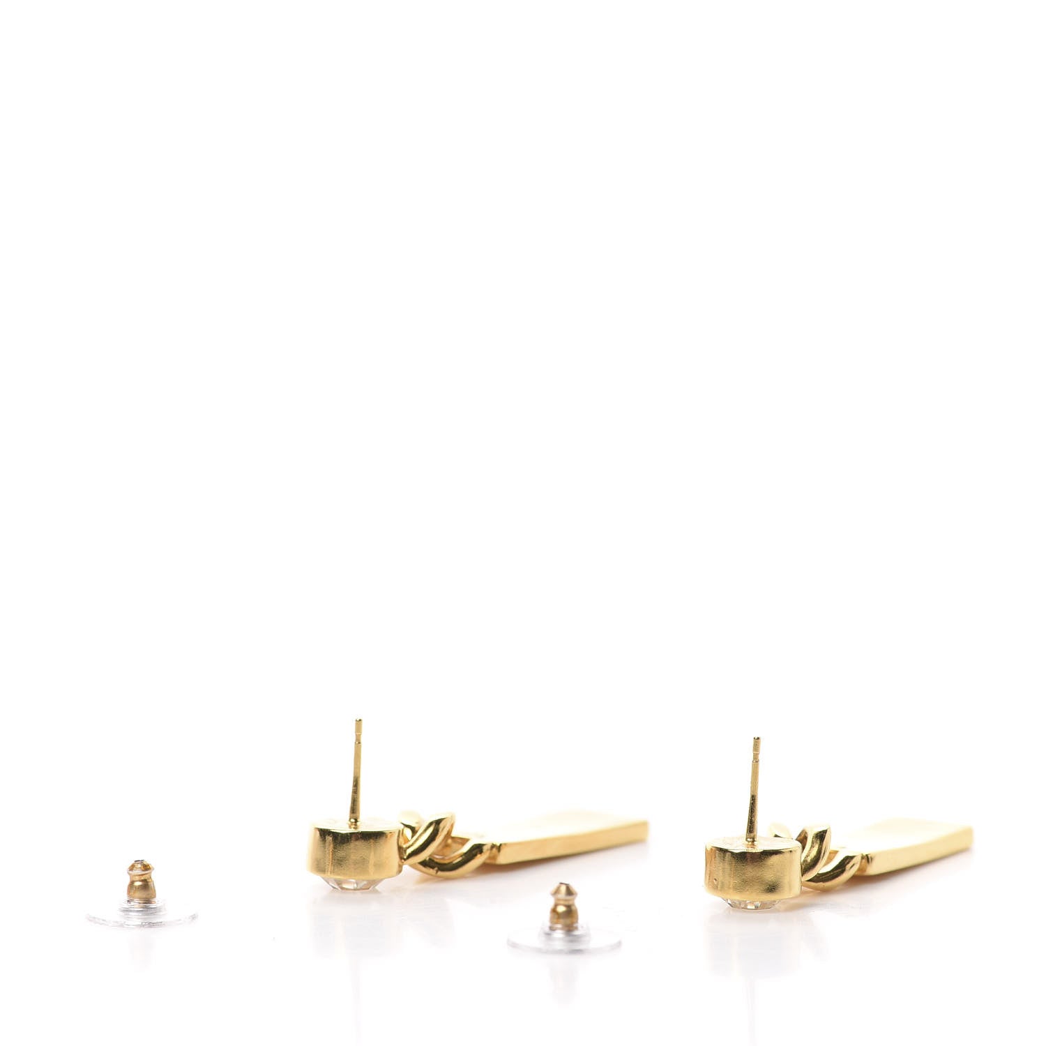 Chanel Crystal Tag Drop Earrings Gold 3 of 5