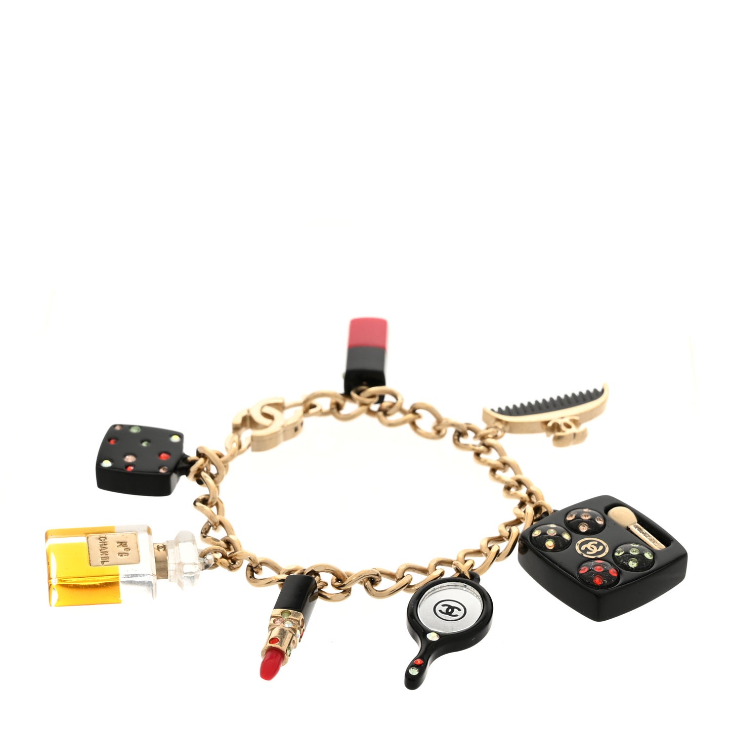 Resin Beauty Icons Charm Bracelet Black Gold