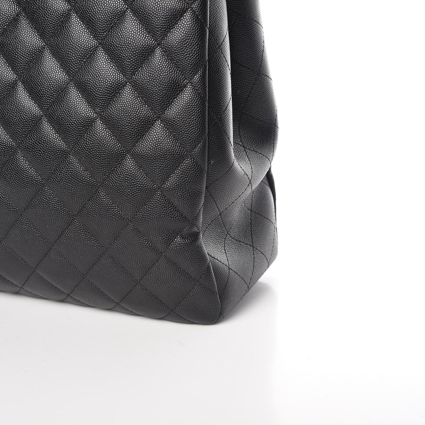 Caviar Quilted Large Classic Shopping Tote Black
