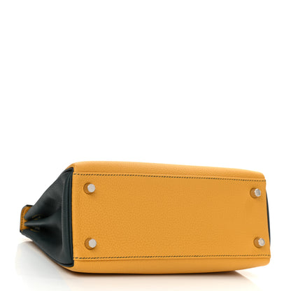 Hermes Togo Horseshoe Kelly Retourne 25 Jaune Ambre Vert Cypress 4 of 10