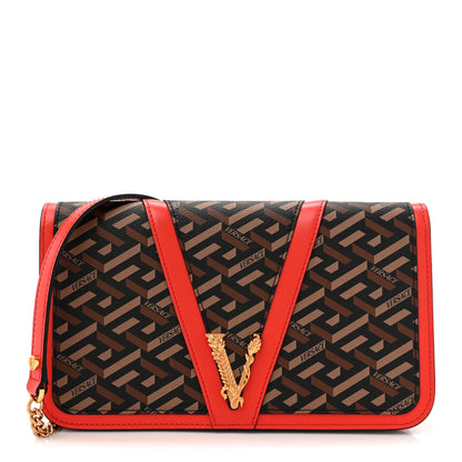 Versace Coated Canvas Virtus La Greca Signature Shoulder Bag Red 1 of 10