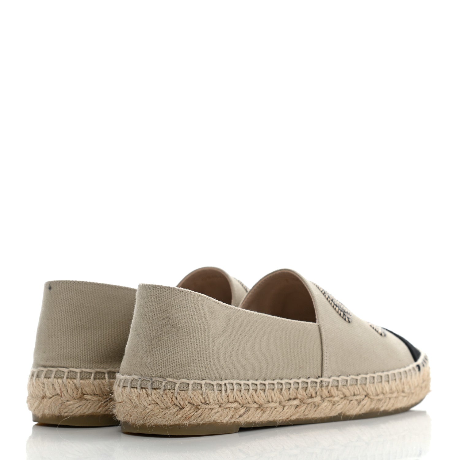 Chanel Canvas Grosgrain CC Espadrilles 38 Beige Black 4 of 12