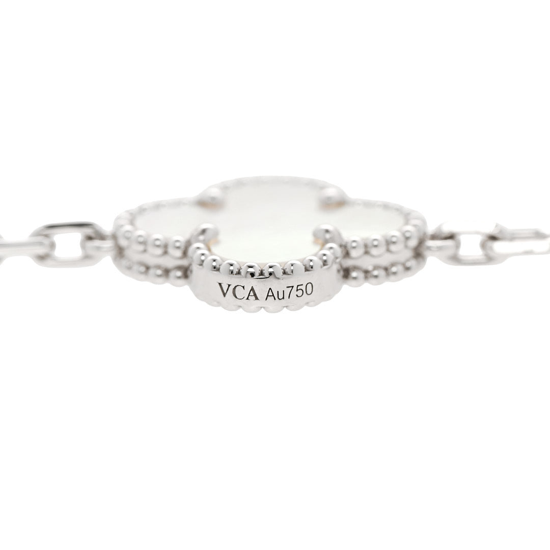 Van Cleef & Arpels 18K White Gold Mother of Pearl 10 Motifs Vintage Alhambra Necklace 5 of 6