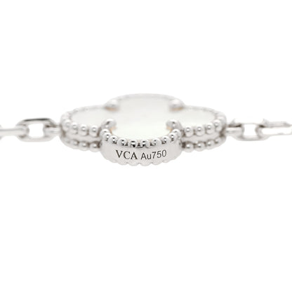 Van Cleef & Arpels 18K White Gold Mother of Pearl 10 Motifs Vintage Alhambra Necklace 5 of 6