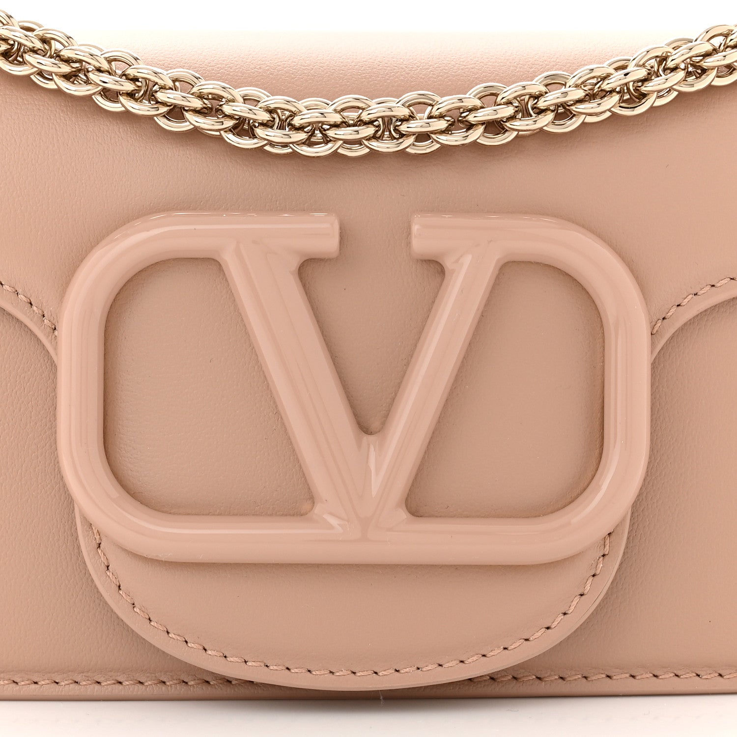 Valentino Garavani Calfskin Enamel Vlogo Small Loco Shoulder Bag Rose Cannelle 8 of 10