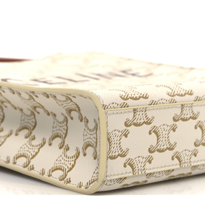 Celine Triomphe Canvas Calfskin Mini Vertical Cabas White 8 of 9