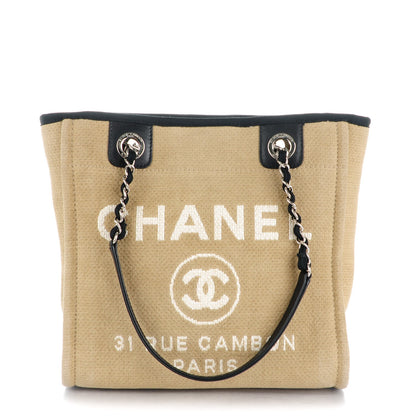 Chanel Canvas Mini Deauville Tote Beige Black 1 of 7