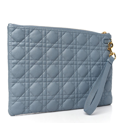 Christian Dior Supple Calfskin Cannage Large Caro Daily Pouch Cloud Blue 3 of 11