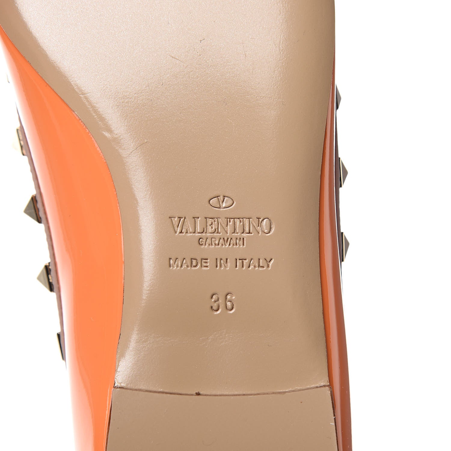 Valentino Garavani Patent Nappa Rockstud Ballerina Flats 36 Melon Sorbet Poudre 6 of 9