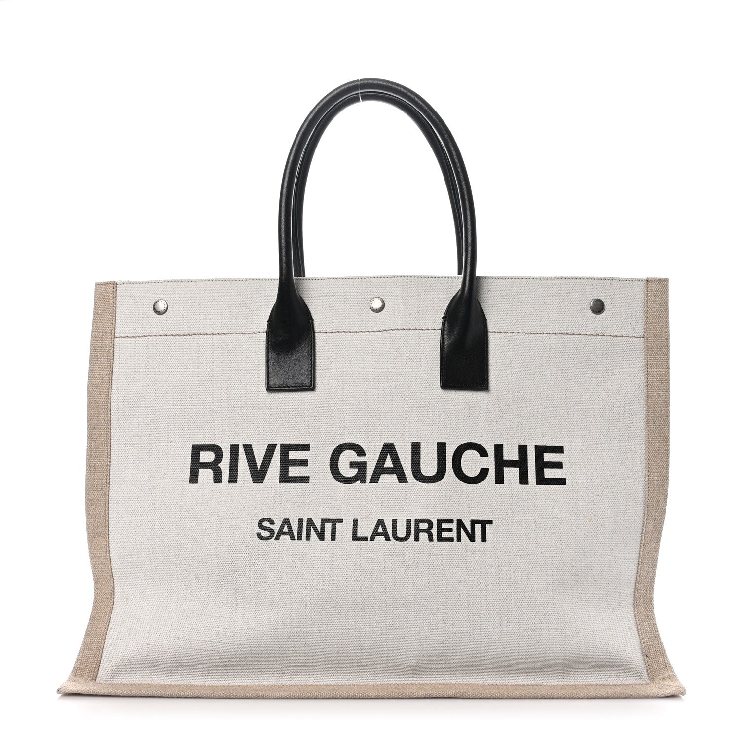 Saint Laurent Linen Calfskin Rive Gauche Tote Optic White 1 of 10