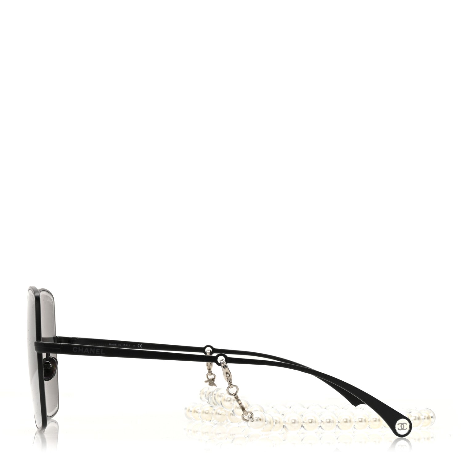 Chanel Metal Butterfly Removable Pearl Chain Sunglasses 4262 Black 3 of 8