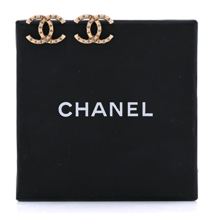Chanel Metal Textured CC Earrings Gold 5 of 5